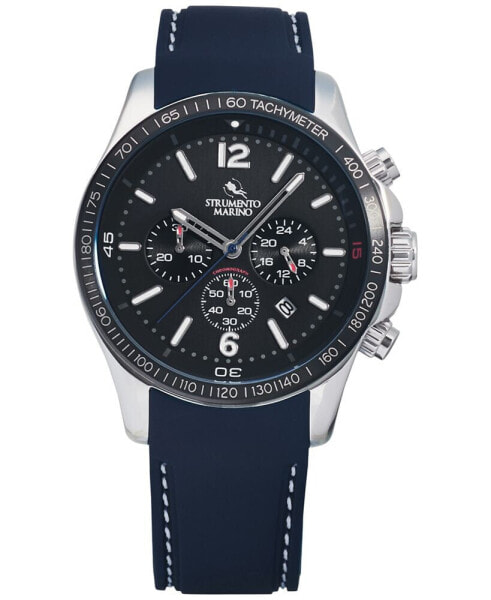 Men's Chronograph Lincoln Blue Silicone Strap Watch 45mm