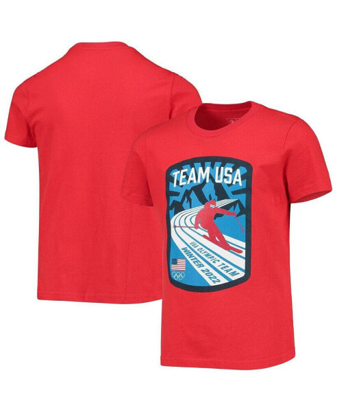 Big Girls Red Team USA Mountain Skiing T-shirt