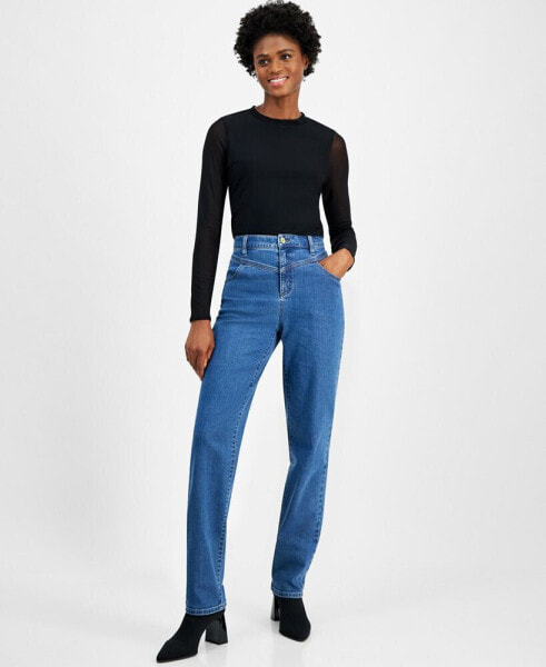 Women's High-Rise Straight-Leg Denim Jeans, Created for Macy's