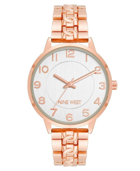 Women's Quartz Rose Gold-Tone Alloy Link with Chain Design Bracelet Watch, 36.5mm