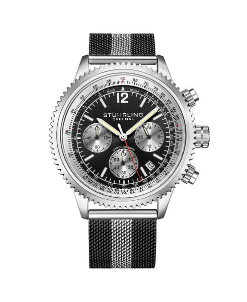 Men's Monaco Black|Silver-tone Stainless Steel , Black Dial , 47mm Round Watch