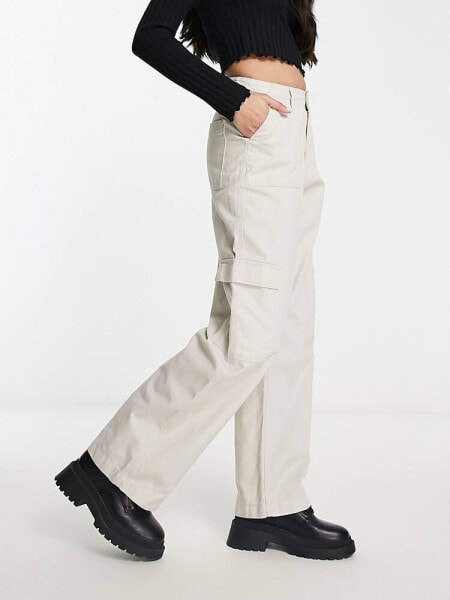 River Island straight cargo trouser in ecru