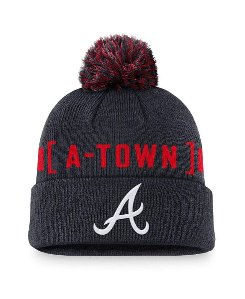 Men's Navy Atlanta Braves Hometown Peak Cuffed Knit Hat with Pom