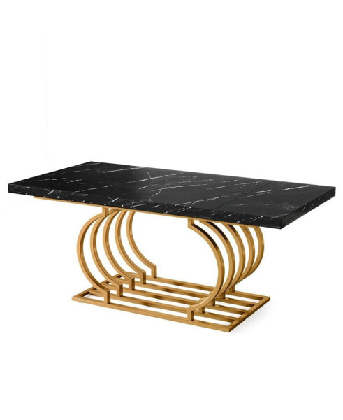 Tribe signs 63" Modern Office Desk, Executive Desk, Large Computer Desk Home Office Desk with Gold Metal Frame