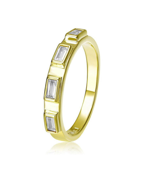 RA 14K Gold Plated Baguette Cubic Zirconia Band Ring