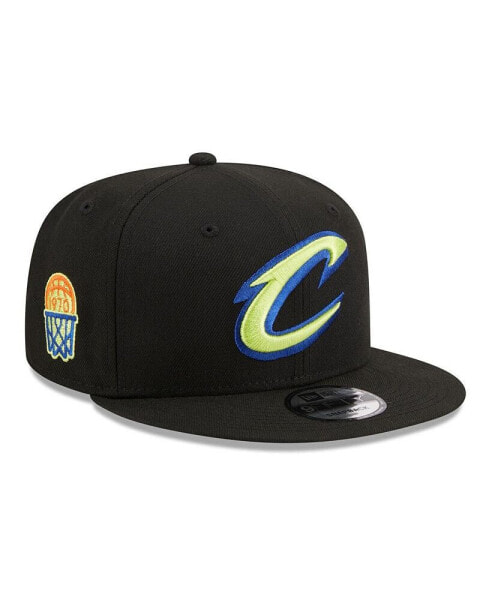 Бейсболка мужская New Era Cleveland Cavaliers черная с неоновыми акцентами 9FIFTY Snapback Hat