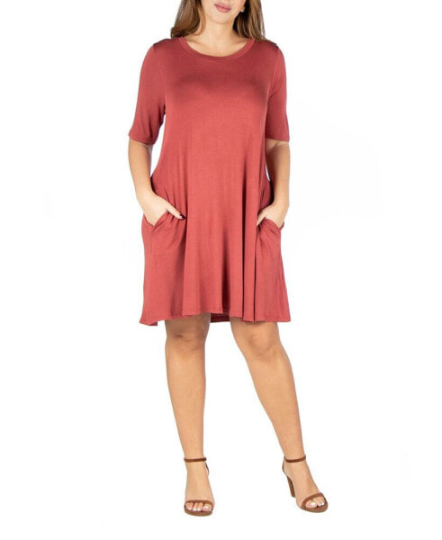 Plus Size Knee Length Pocket T-shirt Dress