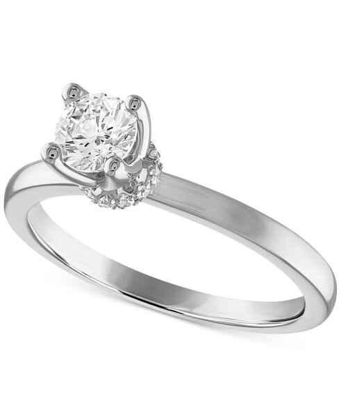 Certified Diamond Solitaire Engagement Ring (1/2 ct. t.w.) in 14k White Gold featuring diamonds with the De Beers Code of Origin, Created for Macy's