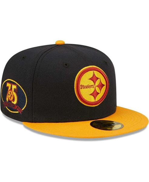 Men's Navy, Gold Pittsburgh Steelers 75th Anniversary 59FIFTY Fitted Hat