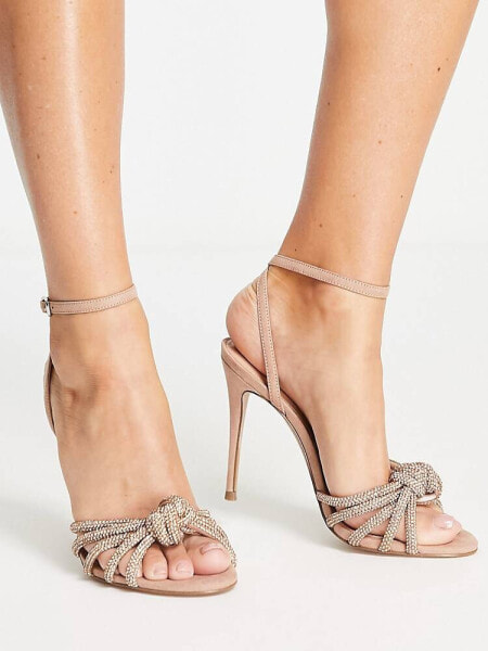 Steve Madden Bedazzle heeled sandals in rose gold