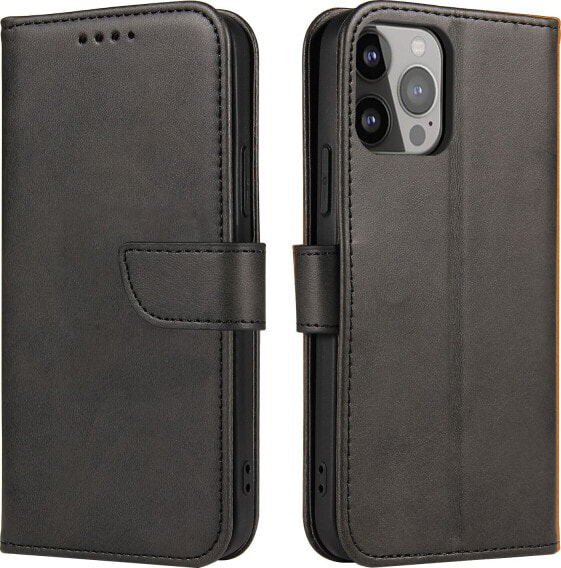 Hurtel Magnet Case elegancki futerał etui pokrowiec z klapką i funkcją podstawki iPhone 13 Pro Max czarny