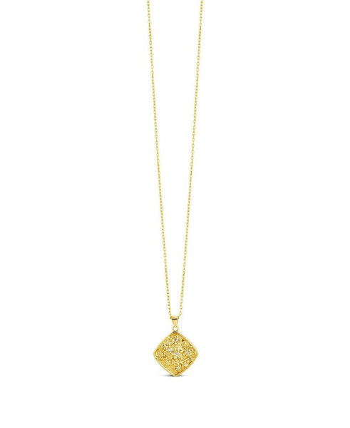 Gold-Tone or Silver-Tone Cubic Zirconia Detail Flower Ophelia Pendant Necklace