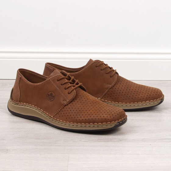 Openwork leather shoes Rieker M RKR528 brown