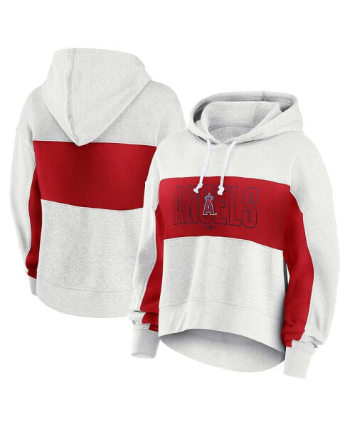 Women's Oatmeal Los Angeles Angels Up for It Fleece Pullover Hoodie