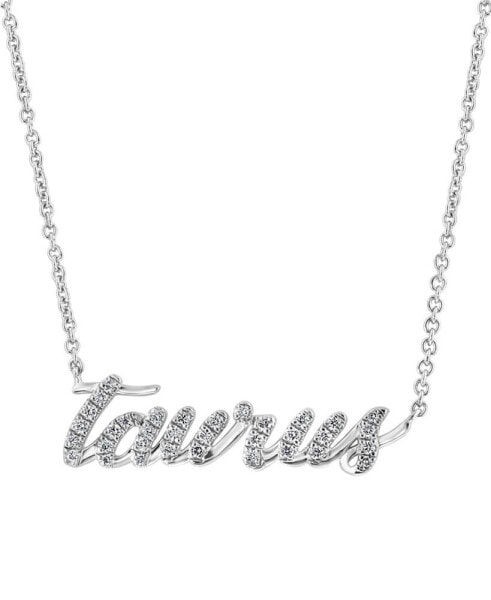 EFFY® Diamond Zodiac Taurus 18" Pendant Necklace (1/8 ct. t.w.) in Sterling Silver