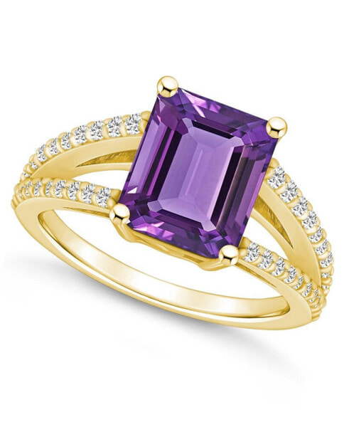 Amethyst and Diamond Accent Ring in 14K Yellow Gold