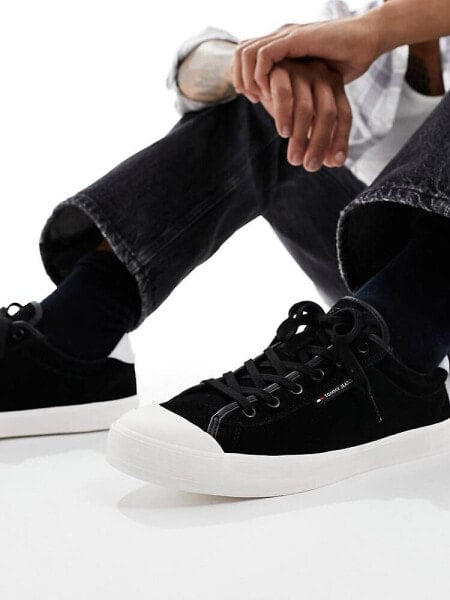 Tommy Jeans vulcanized suede trainers in black