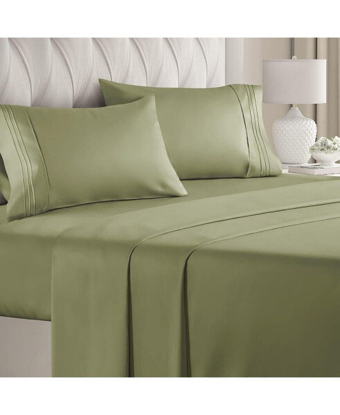 4 Piece Microfiber Solid Sheet Set - Twin