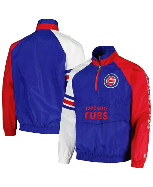 Men's Royal, Red Chicago Cubs Elite Raglan Half-Zip Jacket