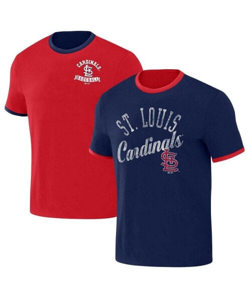 Men's Darius Rucker Collection by Red, Navy Distressed St. Louis Cardinals Two-Way Ringer Reversible T-shirt