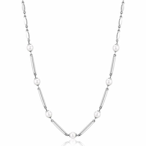 Elegant steel necklace with pearls Affinity BFF160