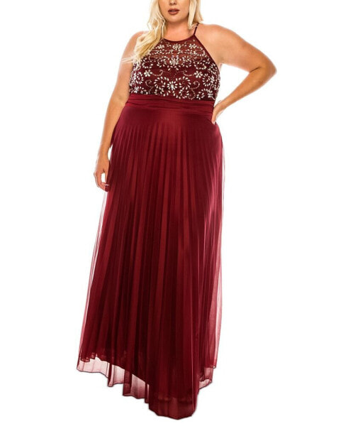 Trendy Plus Size Beaded-Bodice Gown