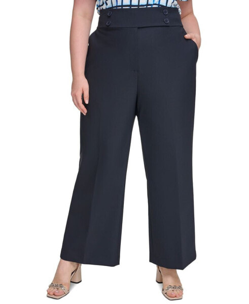 Plus Size Scuba-Crepe Wide-Leg Pants