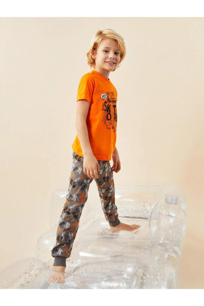 Детский пижамный комплект LC WAIKIKI LCW DREAM с короткими рукавами и принтом велосипедного воротника