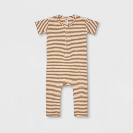 Q by Quincy Mae Romper Baby Ivory Ribbed Striped Short Sleeve Cotton Size 2-3Y