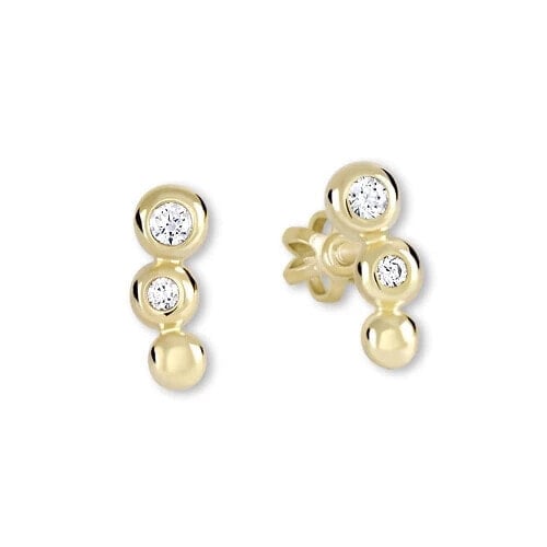 Gold earrings with clear crystals 239 001 00255