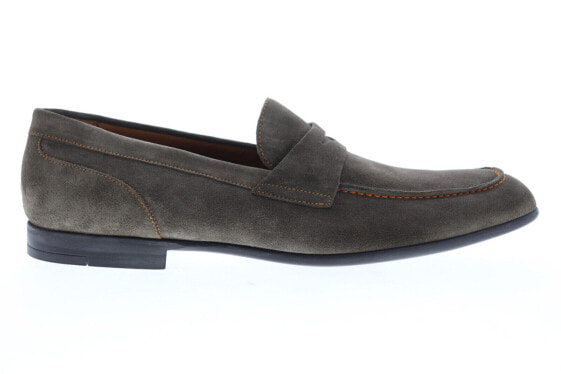 Bruno Magli Silas BM600231 Mens Gray Suede Slip On Penny Loafers Shoes