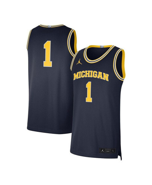 Men's #1 Navy Michigan Wolverines Limited Authentic Jersey