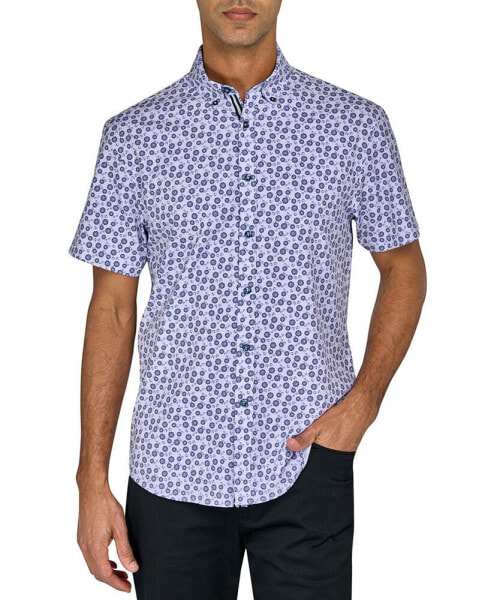 Men's Regular-Fit Non-Iron Performance Stretch Medallion-Print Button-Down Shirt