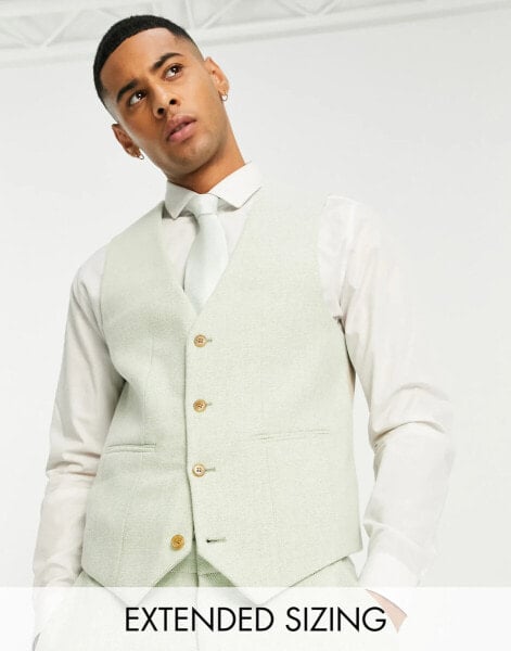 ASOS DESIGN super skinny wool mix suit waistcoat in dusky green twill