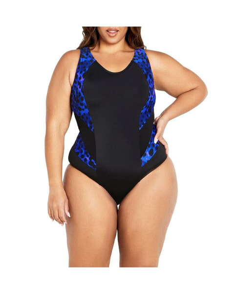 Plus Size Tia Spliced Print 1 Piece