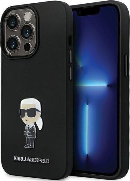 Karl Lagerfeld Karl Lagerfeld KLHCP14LSMHKNPK iPhone 14 Pro 6.1" czarny/black Silicone Ikonik Metal Pin