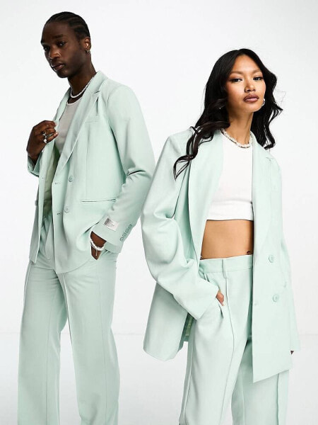 IIQUAL unisex double breasted blazer co-ord in mint