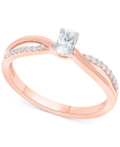 Diamond Oval-Cut Swirl Solitaire Engagement Ring (1/4 ct. tw) in 14k White, Yellow or Rose Gold