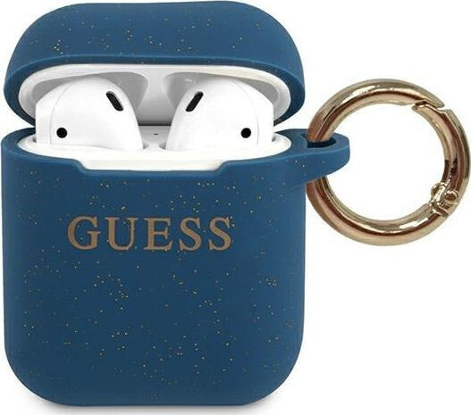 Guess Etui ochronne GUACCSILGLBL Silicone Glitter do AirPods 1/2 granatowe