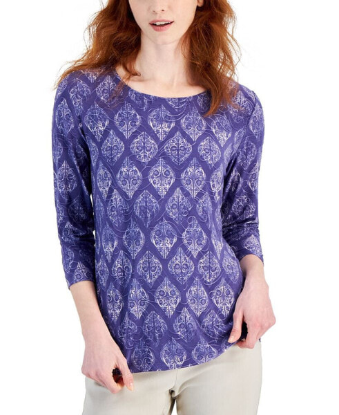 Women's Jacquard-Print Knit Top, Created for Macy's