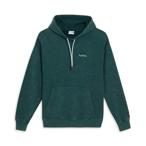 Puma Nyc Remix Logo Hoodie Mens Green Casual Outerwear 62450143