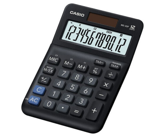 Casio MS-20F - Desktop - Basic - 12 digits - Battery/Solar - Black
