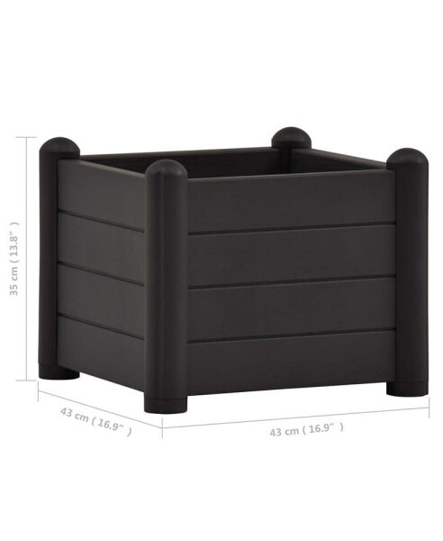 Garden Raised Bed PP Anthracite 16.9"x16.9"x13.8"