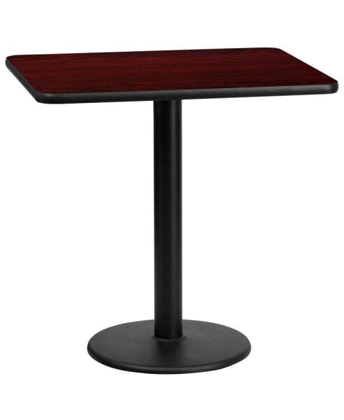 24"X30" Rectangular Laminate Table With 18" Round Table Base