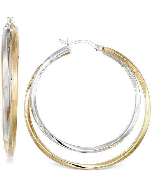 Серьги Macy's Interlocking Hoop  Gold-Plated Silver