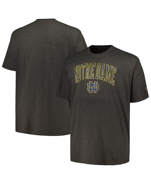 Men's Heathered Charcoal Notre Dame Fighting Irish Big and Tall Arch Over Wordmark T-shirt
