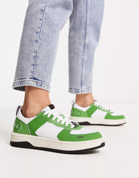 HUGO Kilian Tenn Pume trainers in white and green