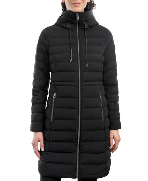 Women's Anorak Hooded Faux-Leather-Trim Down Packable Puffer Coat, Created for Macy's