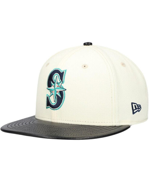 Men's Cream Seattle Mariners Game Night Leather Visor 59FIFTY Fitted Hat