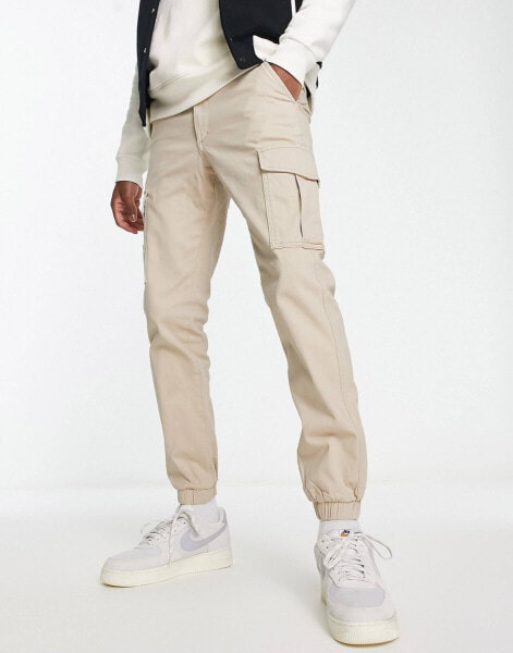 Jack & Jones Intelligence cuffed cargo trouser in beige